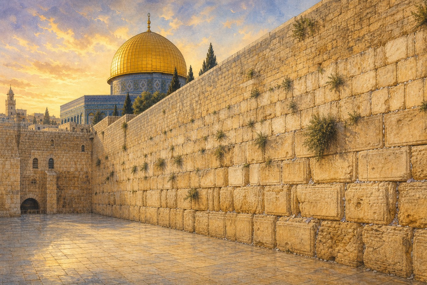 An illustration of the Western Wall plaza in Jerusalem